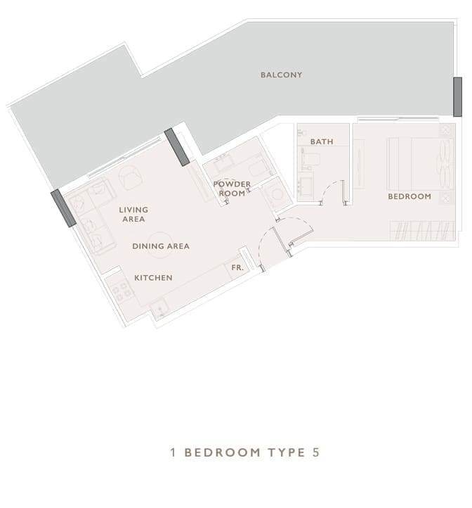 Oakley Square 1 Bedroom Apartment Type 5 Floor Plan