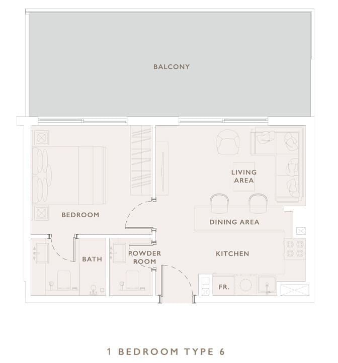 Oakley Square 1 Bedroom Apartment Type 6 Floor Plan