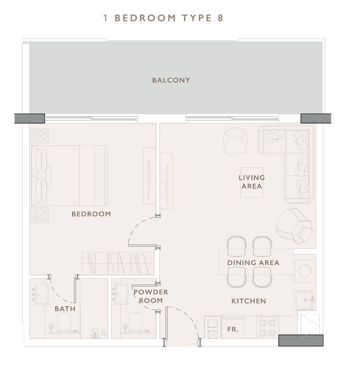 Oakley Square 1 Bedroom Apartment Type 8 Floor Plan