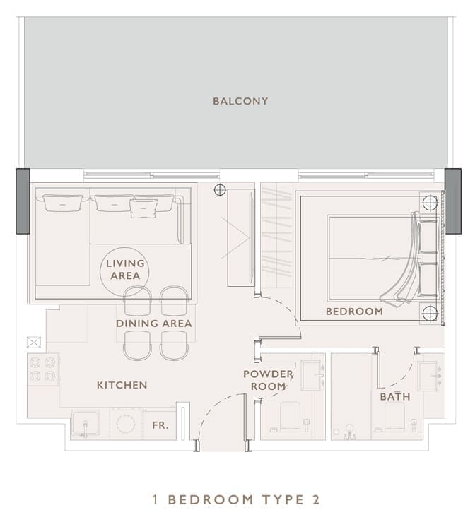 Oakley Square 1 Bedroom Apartment Type 2 Floor Plan