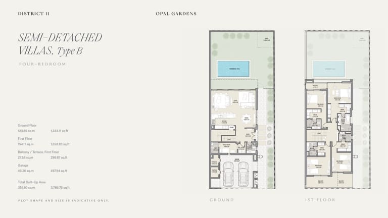 Opal Gardens 4 Bedroom Semi Detached Villas Type B Floor Plans
