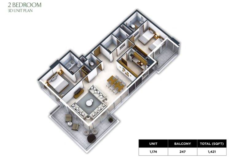 Park Town 2 Bedroom Apartment Floor Plan
