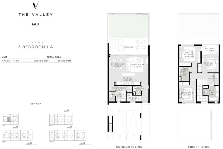 Talia 3 Bedroom Townhouses Type 1A Floor Plan