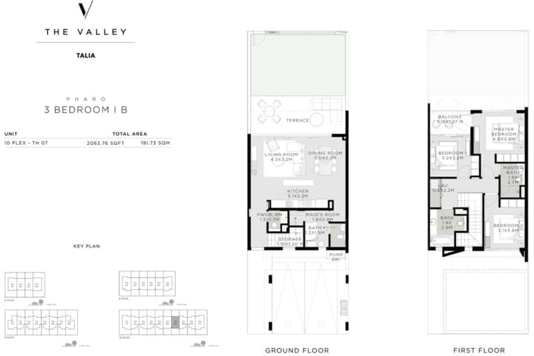 Talia 3 Bedroom Pharo Townhouses Type 1B Floor Plan