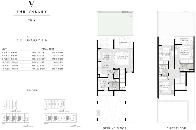 Talia 3 Bedroom Elio Townhouses Type 1A Floor Plan
