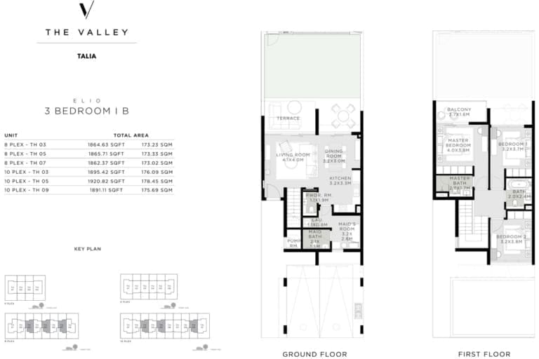 Talia 3 Bedroom Elio Townhouses Type 1B Floor Plan