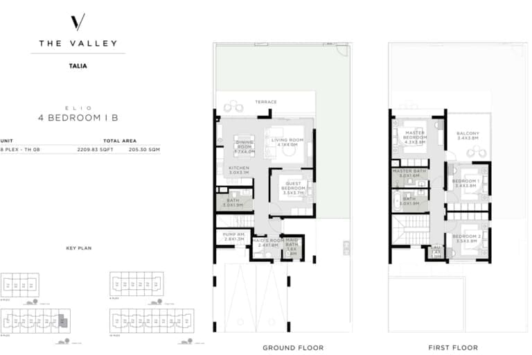 Talia 4 Bedroom Elio Townhouses Type 1B Floor Plan