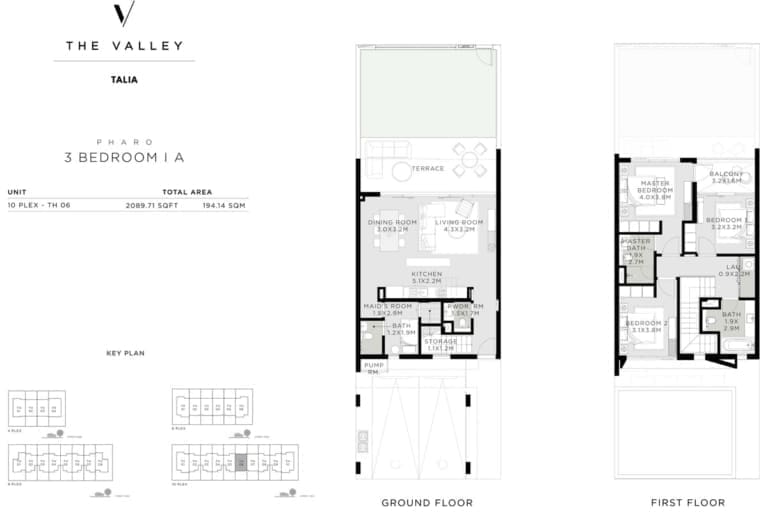 Talia 3 Bedroom Pharo Townhouses Type 1A Floor Plan