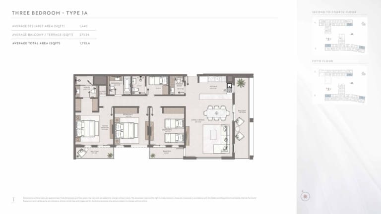 Terrazzo Residences 3 Bedroom Apartment Type 1A Floor Plan