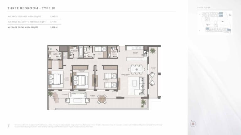 Terrazzo Residences 3 Bedroom Apartment Type 1B Floor Plan