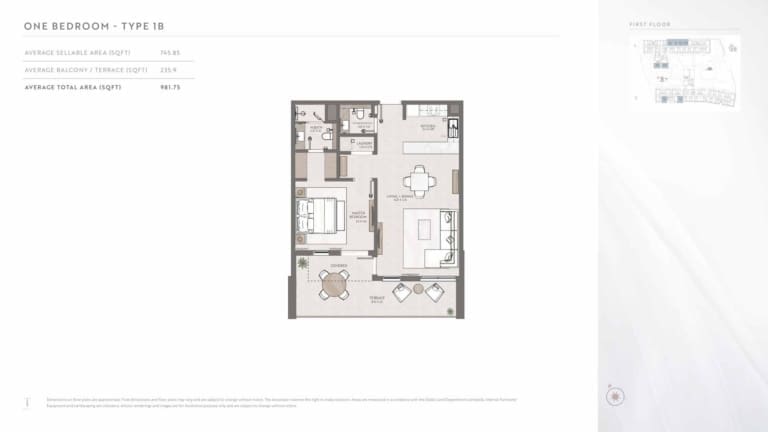 Terrazzo Residences 1 Bedroom Apartment Type 1B Floor Plan