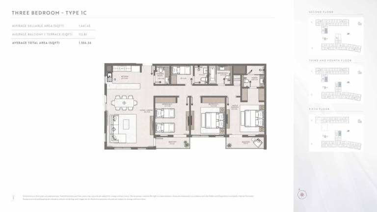 Terrazzo Residences 3 Bedroom Apartment Type 1C Floor Plan