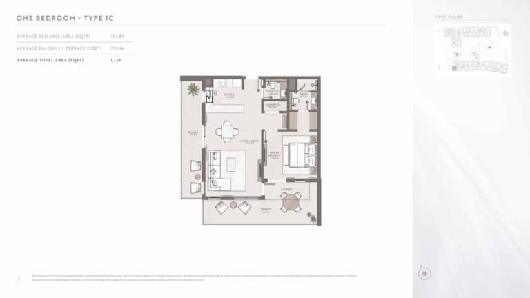 Terrazzo Residences 1 Bedroom Apartment Type 1C Floor Plan