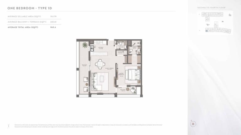 Terrazzo Residences 1 Bedroom Apartment Type 1D Floor Plan