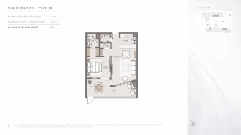 Terrazzo Residences 1 Bedroom Apartment Type 2B Floor Plan