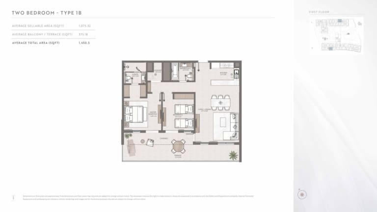 Terrazzo Residences 2 Bedroom Apartment Type 1B Floor Plan