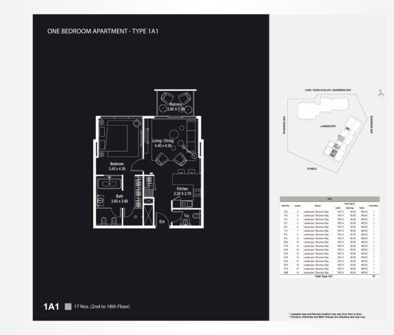 The Atria 1 Bedroom Apartment 1A1-1 Floor Plan