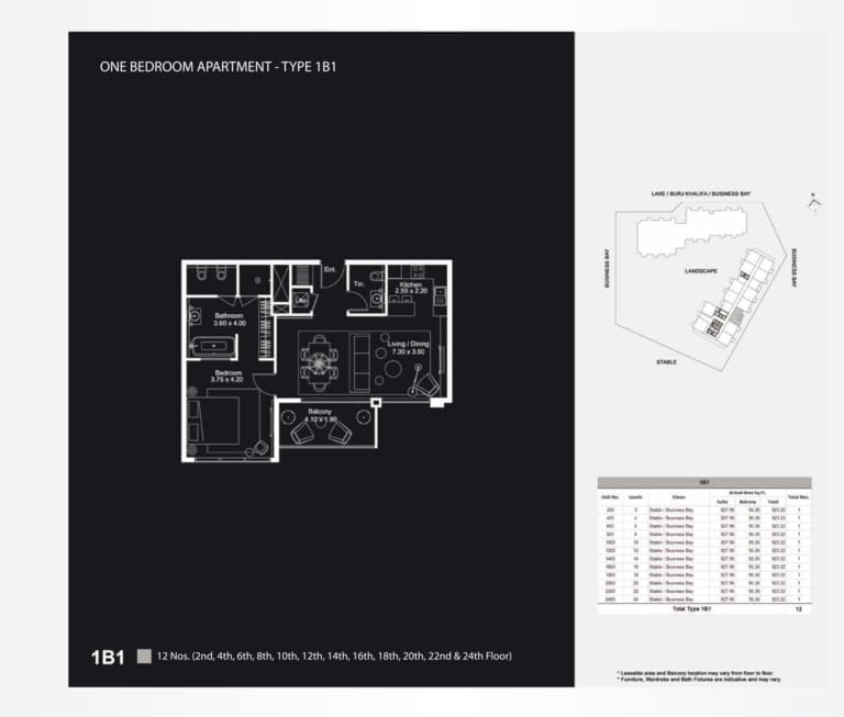 The Atria 1 Bedroom Apartment 1B1 Floor Plan