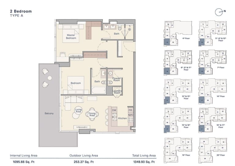 The Crestmark 2 Bedroom Apartment Type A Floor Plan
