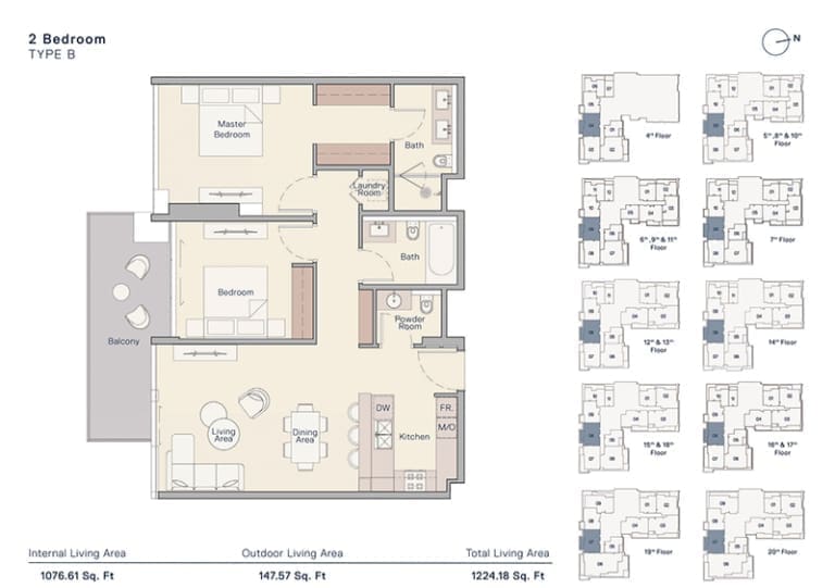 The Crestmark 2 Bedroom Apartment Type B Floor Plan