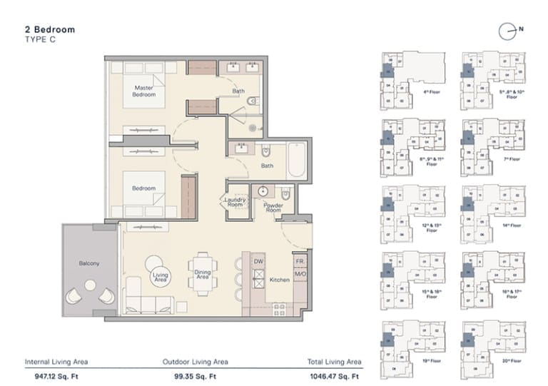 The Crestmark 2 Bedroom Apartment Type C Floor Plan