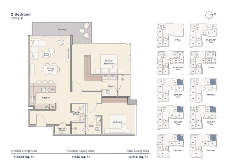 The Crestmark 2 Bedroom Apartment Type F Floor Plan