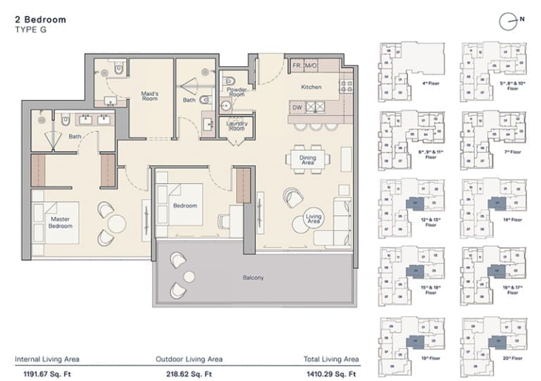 The Crestmark 2 Bedroom Apartment Type G Floor Plan