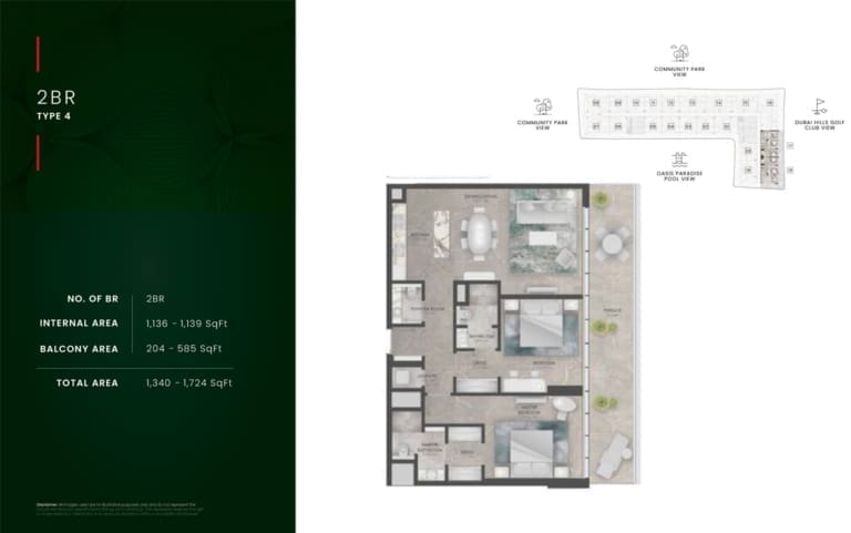 The Golf Residence 2 Bedroom Apartment Type 4 Floor Plan