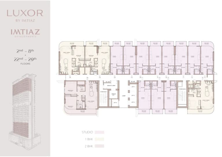 The Luxor Apartments 2nd to 8th and 22nd to 29th Floor Plan