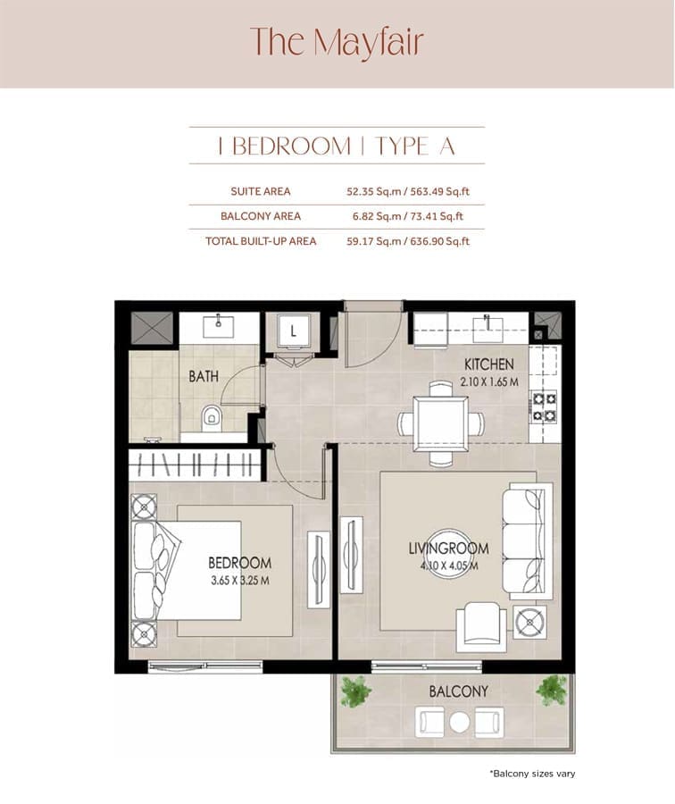 The Mayfair 1 Bedroom Apartment Type A Floor Plan