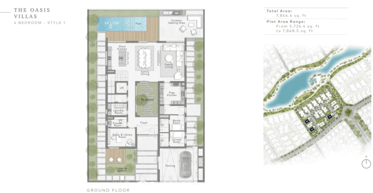 The Sanctuary 4 Bedroom The Oasis Villas Style 1 Ground Floor Plan