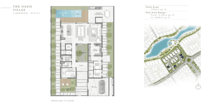 The Sanctuary 4 Bedroom The Oasis Villas Style 2 Ground Floor Plan
