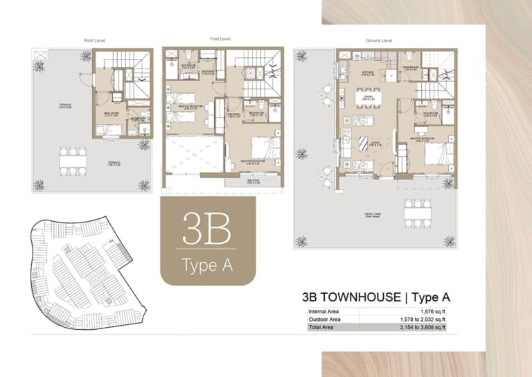 Verdana Townhouse 2 – 3 Bedroom Type A Floor Plan