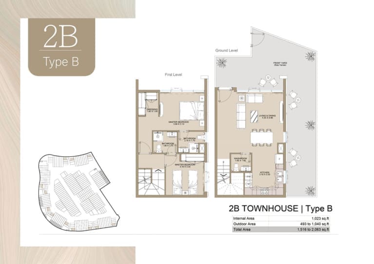 Verdana Townhouse 2 – 2 Bedroom Type B Floor Plan
