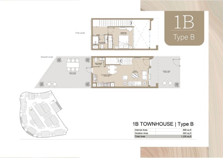 Verdana Townhouse 2 – 1 Bedroom Type B Floor Plan