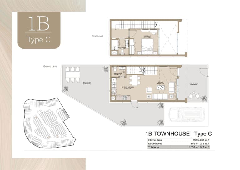 Verdana Townhouse 2 – 1 Bedroom Type C Floor Plan