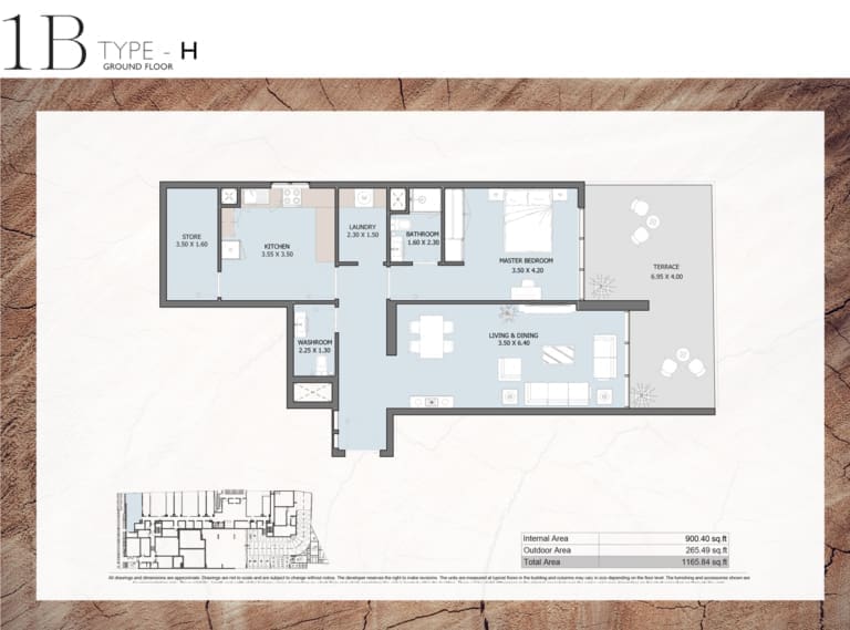 Verdana Residence 2 – 1 Bedroom Apartment Type H Floor Plans