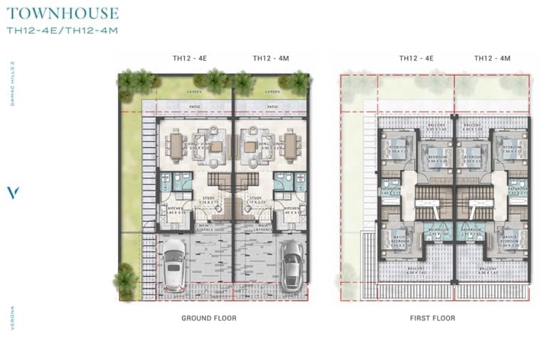 Verona Townhouse TH12 – 4E/TH-12 – 4M Ground & First Floor Plans