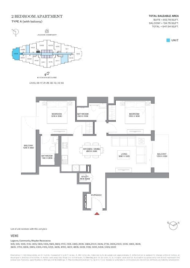 340 Riverside Crescent 2 Bedroom Apartment Type A Floor Plan