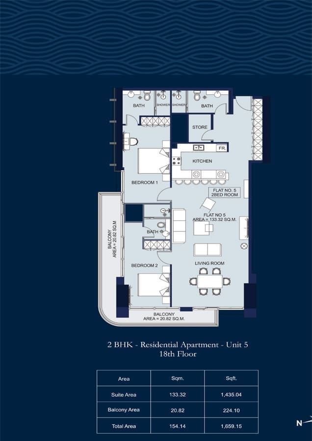 Orra The Embankment 2 Bedroom Residential Apartment Unit 5 Floor Plan
