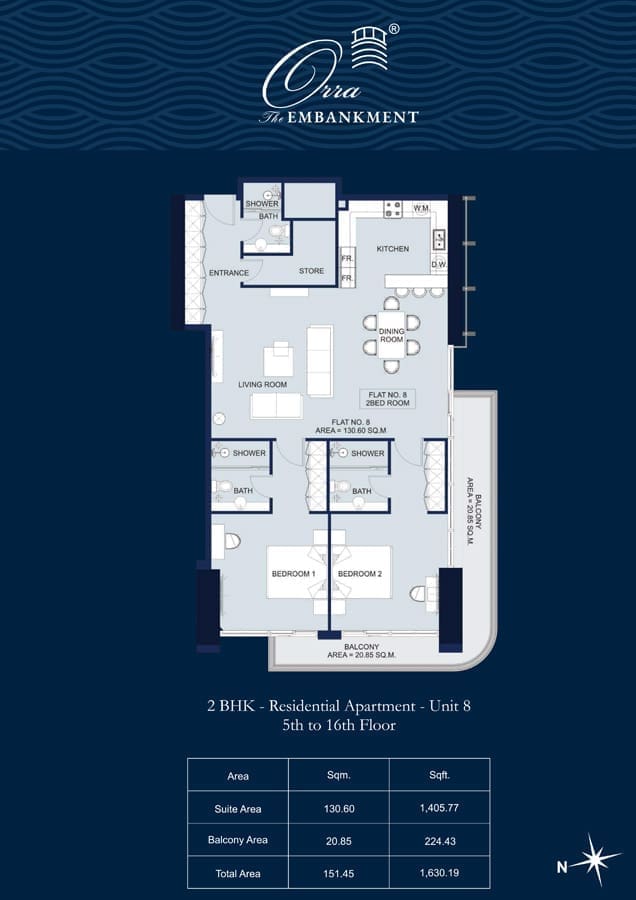 Orra The Embankment 2 Bedroom Residential Apartment Unit 8 Floor Plan