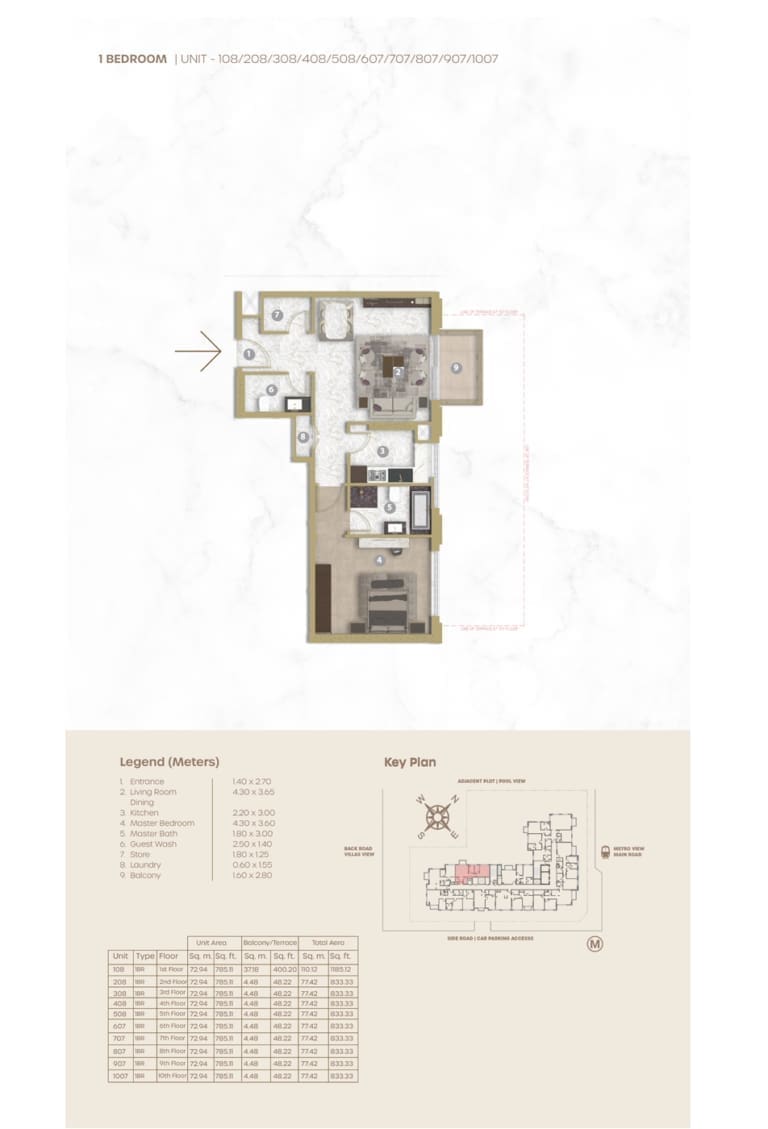 Avenue Residence 5 – 1 Bedroom Apartment Unit 108 Floor Plan
