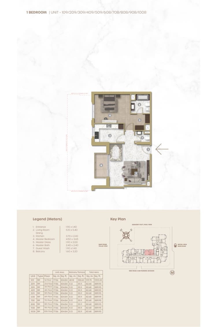 Avenue Residence 5 – 1 Bedroom Apartment Unit 109 Floor Plan