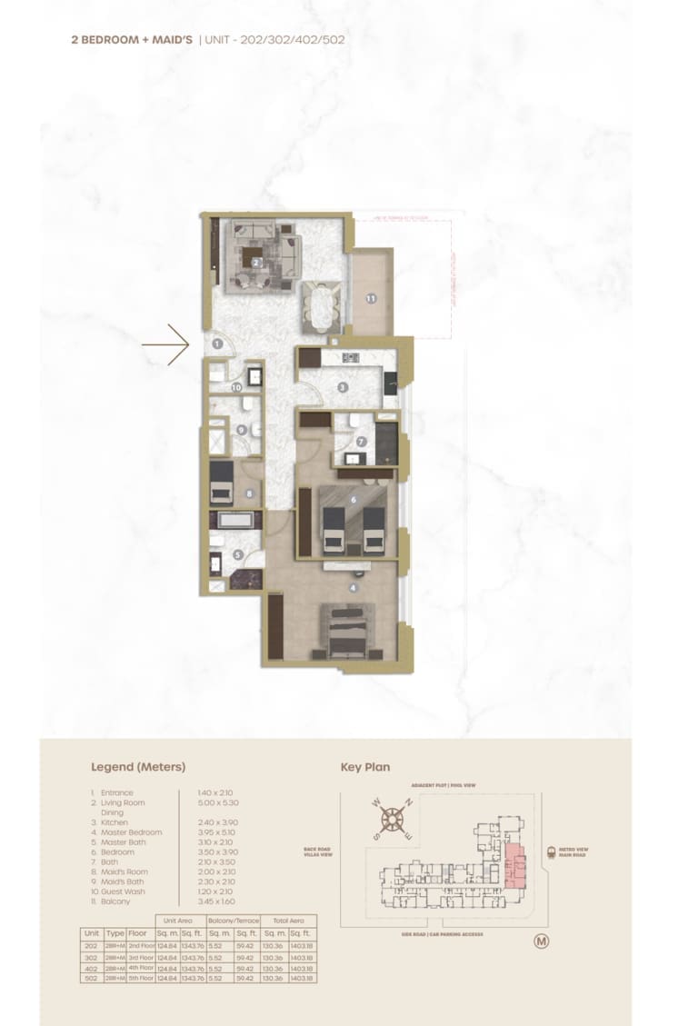 Avenue Residence 5 – 2 Bedroom Apartment Unit 202 Floor Plan