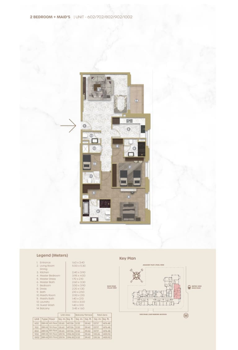 Avenue Residence 5 – 2 Bedroom Apartment Unit 602 Floor Plan