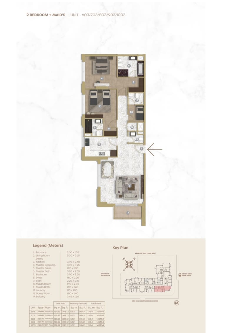 Avenue Residence 5 – 2 Bedroom Apartment Unit 603 Floor Plan