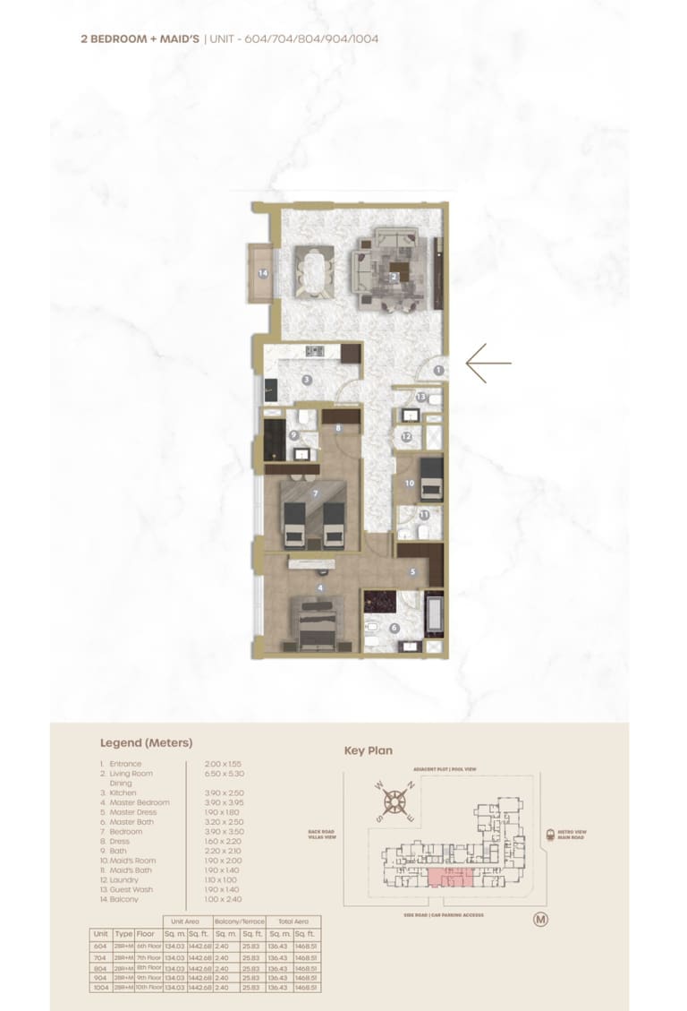 Avenue Residence 5 – 2 Bedroom Apartment Unit 604 Floor Plan