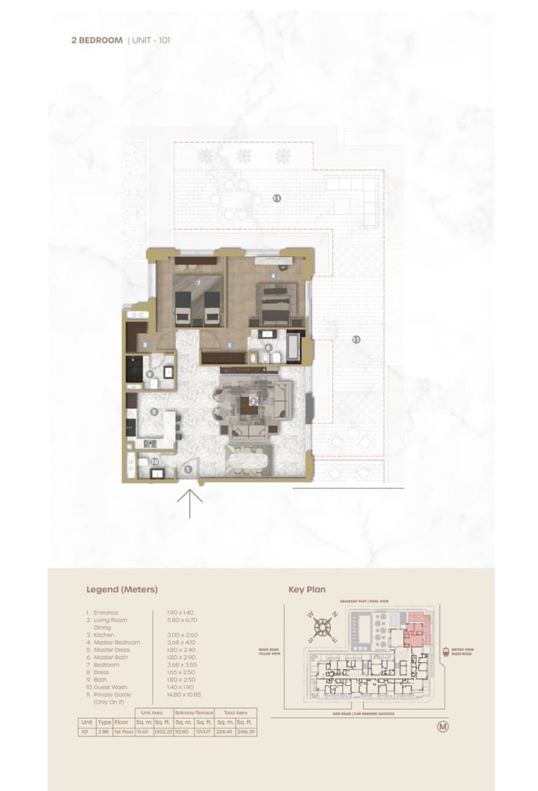 Avenue Residence 5 – 2 Bedroom Apartment Unit 101 Floor Plan