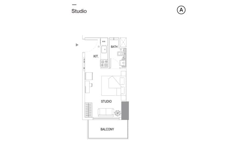 Binghatti Gardenia Studio Apartment Floor Plan