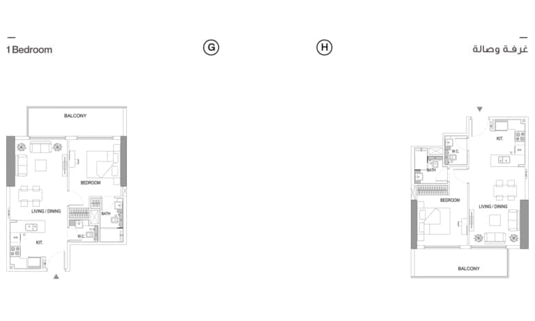 Binghatti Gardenia 1 Bedroom Apartment – 4 Floor Plan